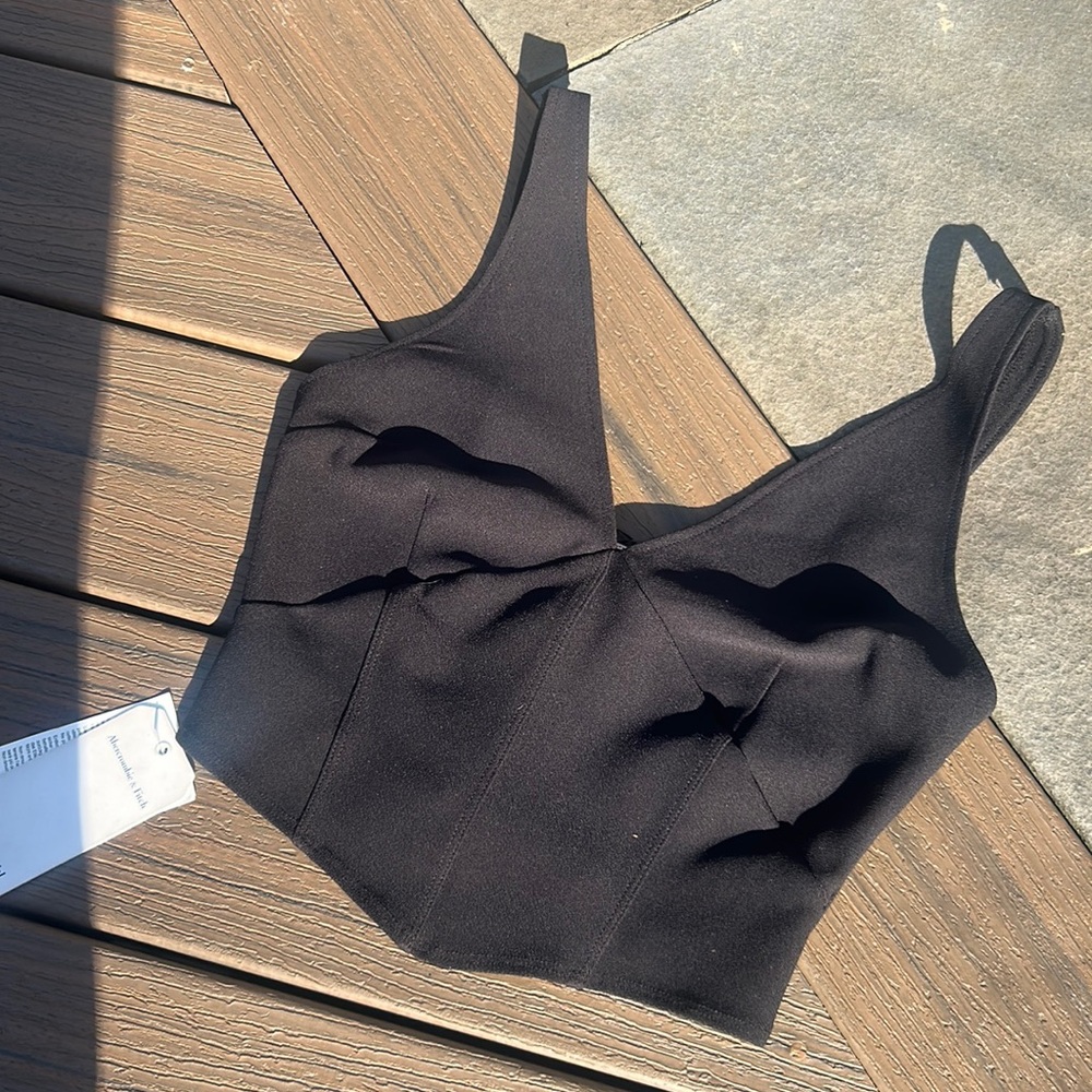 NWT ABERCROMBIE Black Corset Style Top